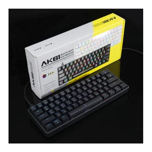 Clavier mécanique AK61 à touches remplaçables à chaud – Format compact 60 % à 80 % avec switches bleus, clavier gaming filaire USB. Touches faciles à réinstaller, véritable rétroéclairage RGB, 61 à 87 touches