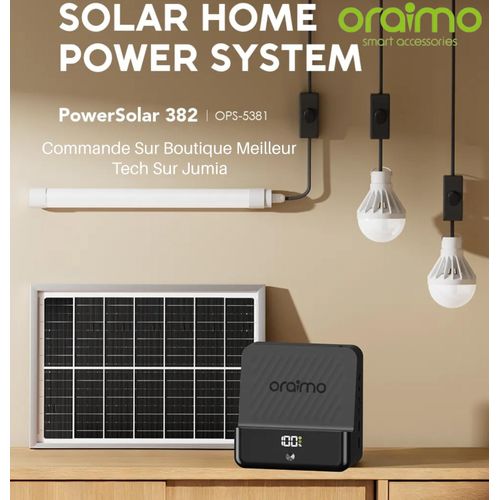 Panneau Solaire Haute Performance PowerSolar 382 Noir – Ampoule Et Chargeur Rapide 22W Pour Telephone - Système Domestique