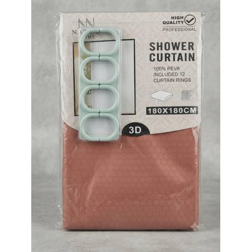 Rideau de Douche 3D Anti-éclaboussures avec 12 Anneaux - 180x180 cm - PEVA