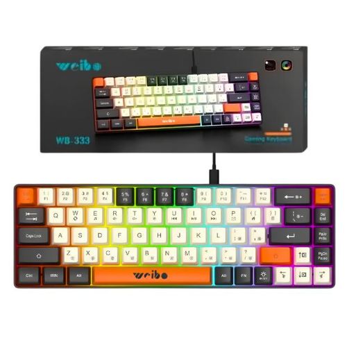 WB-333 – Clavier Gaming Compact RGB 68 Touches avec Connexion USB Type-C