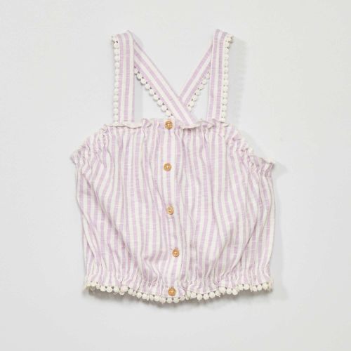 Débardeur Rayé à Bretelles Croisées – Violet Pastel - 3 ans