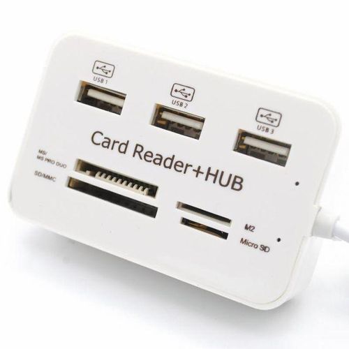 Combo Lecteur De Cartes Mémoires Multi-Fonctions 3 Ports Usb Hub + 4 Slot