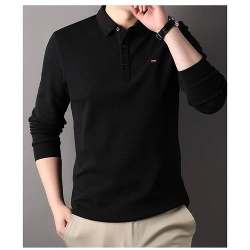 Dou-Color Polo À Manches Longues Pour Hommes