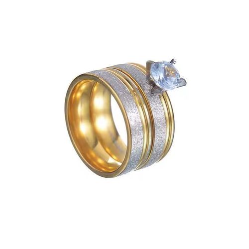 Ensemble Bagues de Couple Alliance taille 10 – Homme et Femme - Acier inoxydable et zircone