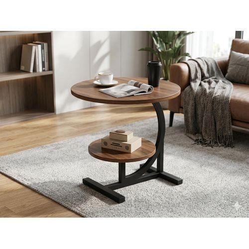 Petite table d'appoint en fer, table de chevet avec étagère de rangement ouverte, salon, chambre, bureau