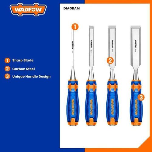 WADFOW WWC2204 - Ensemble De 4 Ciseaux à Main Pour Sculpture Sur Bois 6 Mm - 12 Mm - 19 Mm - 25 Mm HY