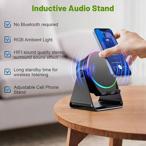 Smart Inductive Wireless Speaker & Adjustable Phone Stand with RGB Light