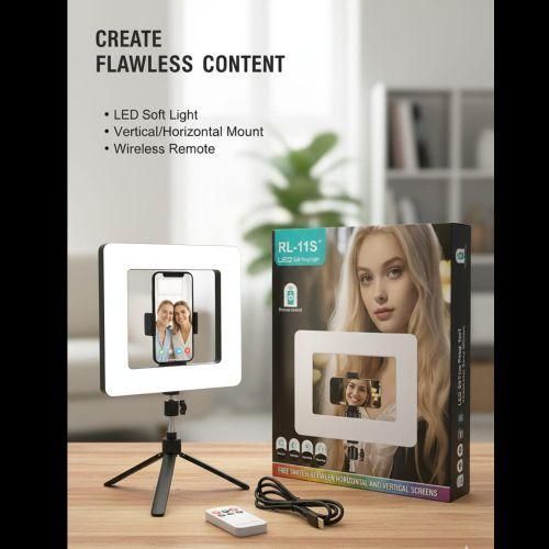 Panneau Lumineux Vidéo LED RL-11S (Soft Light) - Bi-Couleur (2700K-6500K), Dimmable 0-100%, Télécommande Sans Fil, Alimentation USB - Pour Vlogging, Maquillage & Streaming