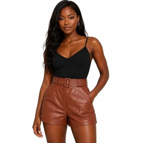 Culotte en cuir Marron - Marron