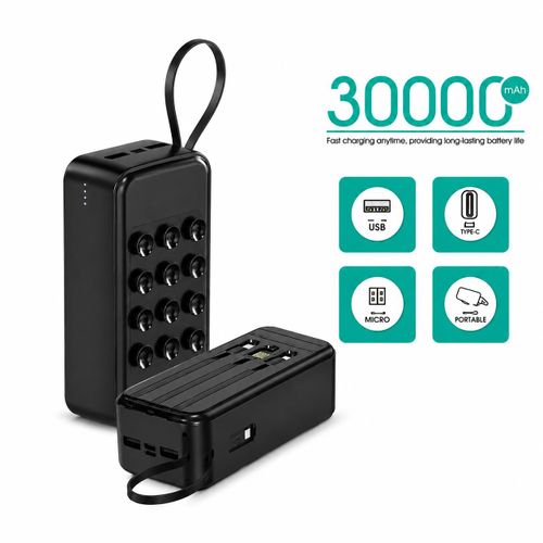 Power Bank Multifonction Avec Ventouses et 4 Câbles Intégrés – Charge Rapide Portable
