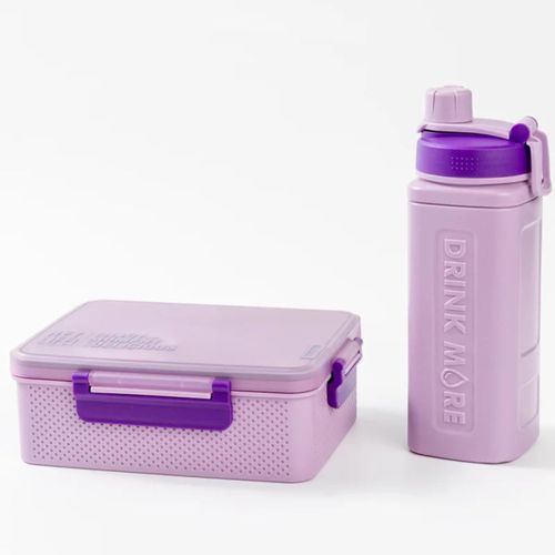 Set de Déjeuner Scolaire/Bureau - Lunch Box Hermétique avec Gourde Assortie - violet