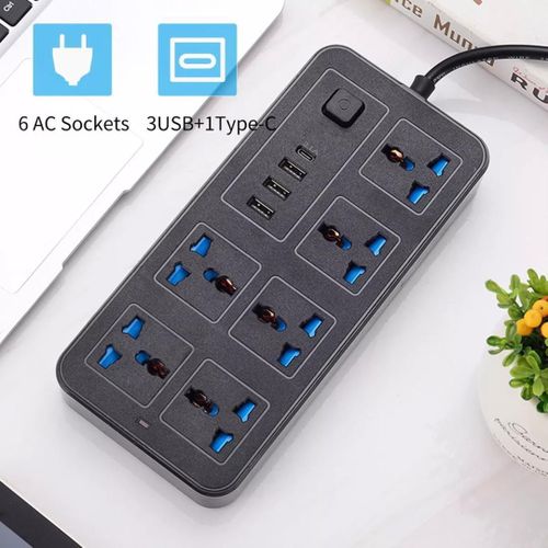 Multiprise Électrique avec 6 Prises AC, 3 Ports USB et 1 Port Type-C