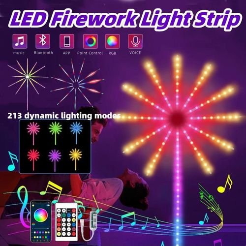 Lampe feu d artifice LED controle intelligent Bluetooth USB lumiere illusion a changement de couleur RGB 5V decoration ambiance 3D pour plafond