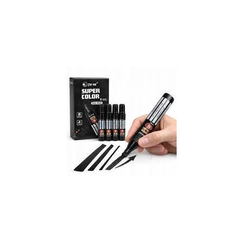 Lot de 6 Marqueurs permanent épais, imperméable, pointe biseautée, trait épais 8,5 mm
