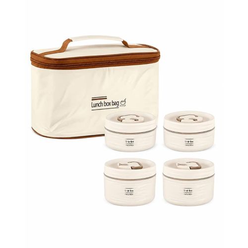 4 Boîtes Alimentaires Cylindriques avec Grand Sac Thermique Rectangulaire