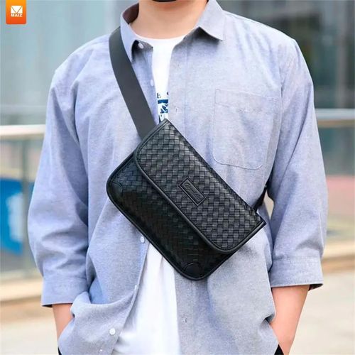 Sac Sacoche Bandoulière pour Homme - Style Tressé Élégant - Noir