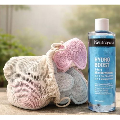 Kit : Eau Micellaire Démaquillante 3 en 1 Hydro Boost 400ml NEUTROGENA+ 10 Disques Démaquillante Visage Tous Types De Peaux