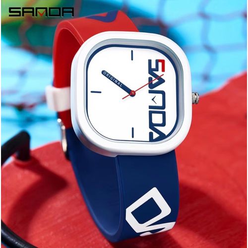 Montre Originale Design Premium Rouge Bleu Style Sport Chic Confort Silicone Look Moderne lgant