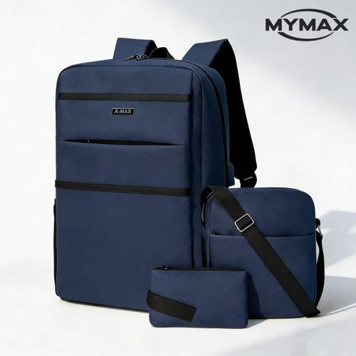 Sac à dos épaissi en tissu Oxford bleu en tissu Oxford en trois pièces, rangement compartimental multi-couches, résistant à l’usure, antivol, antivol, de grande capacité de 15,6 pouces, élargi, respirant, soulageant la pression et polyvalent