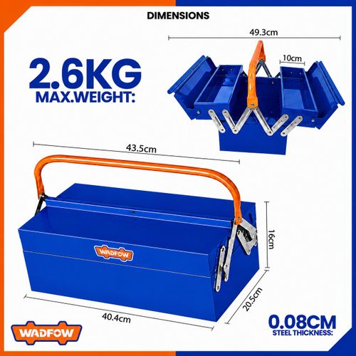 Caisse à Outils Métallique 2 Niveaux – Boîte de Rangement en Acier, avec Poignée Ergonomique et Compartiments Organisés – Idéale pour Bricolage, Atelier et Professionnels