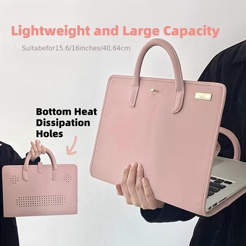 Sacoche de protection pour ordinateur portable 14 pouces, combinant sac et étui de protection en un seul produit, sac rose pour ordinateur portable.