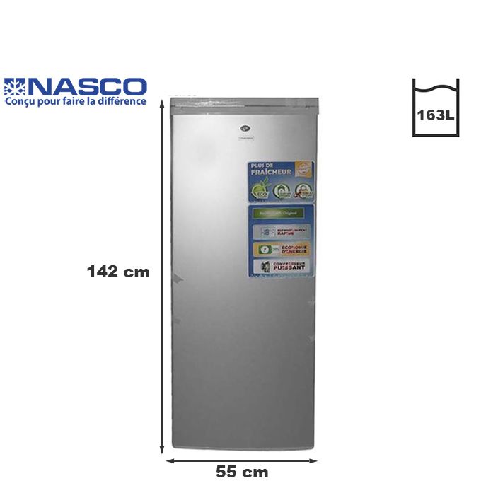 NASCO Congélateur Vertical 6 Tiroirs 163 Litres Nasd121 Gris