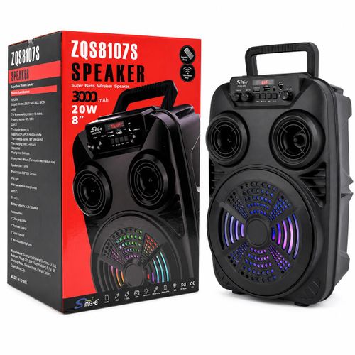 Enceinte Karaoké Bluetooth Portable 8 Pouces avec Microphone Sans Fil et Lumières LED RGB
