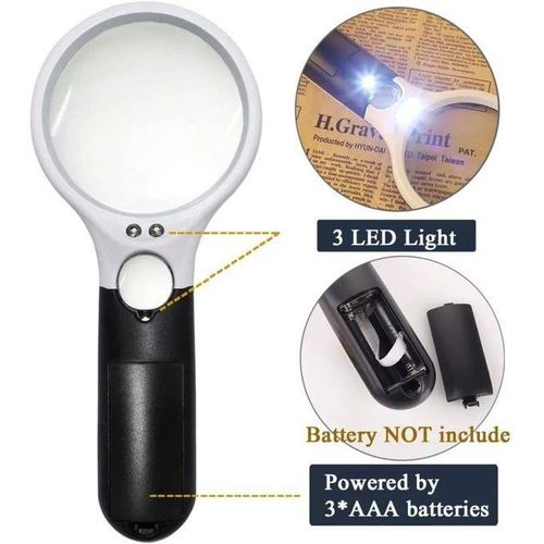 Loupe portative à grossissement élevé avec lumière LED, zoom 10x et 20x, loupe portable pour la lecture, les étudiants et les enfants