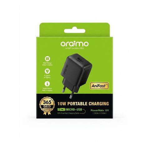Kit Chargeur Secteur PowerMate 101 – 10W AniFast – Câble Micro-USB Inclus – Noir