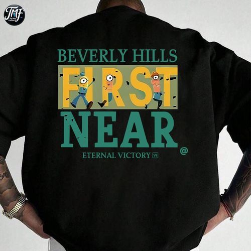 TMF Nouveau T-shirt Décontracté d'Été Ample à Manches Courtes Imprimé pour Hommes - Noir