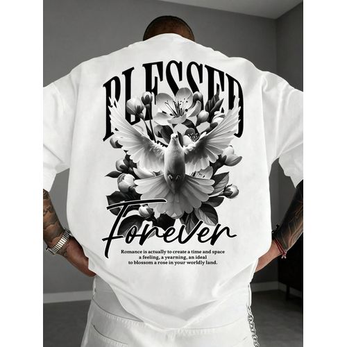T-shirt à manches courtes imprimé polyvalent pour hommes - blanc