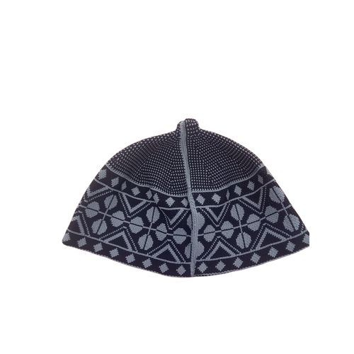 Kofia Prestige Bonnet Islamique Noir & Gris Motifs Géométriques La dignité de l'homme commence par ce qu'il pose sur sa tête.