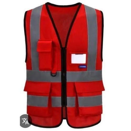 Gilet de Sécurité Rouge Haute Visibilité – Multipoche avec Bandes Réfléchissantes – Taille Universelle – Pour Travaux et Chantier