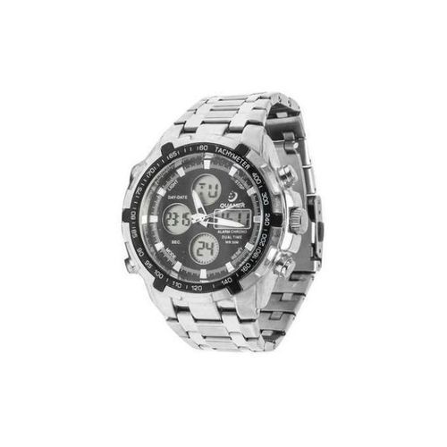 Montre Homme Quamer Analogique Et Numerique Avec Chrono Intégré - Argent/Noir