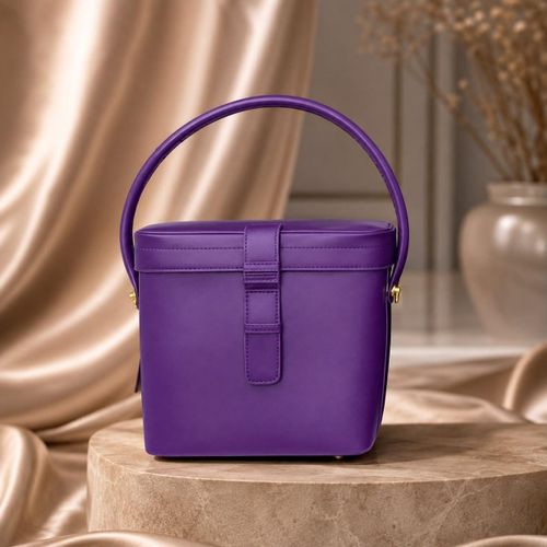 Sac à Main Seau avec Anse et Nœud Décoratif en Similicuir Élégant et Raffiné - Bleu.