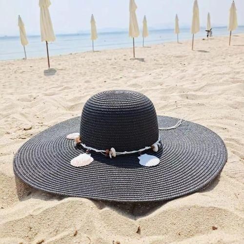 Chapeau de Plage Femme en Paille avec Coquillages