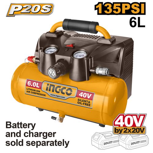 COMPRESSEUR A AIR SANS FILS 40V/6L + 2 BATTERIE 20V 4 A + 1 CHARGEUR CACLI2003