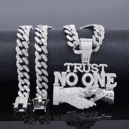 Chaîne bling bling faux diamants - Argent