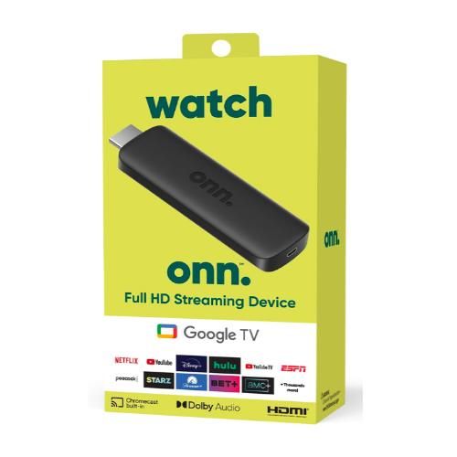 onn. Android TV Streaming Stick 2K FHD Noir (nouvelle version) - Région USA - déjà activé