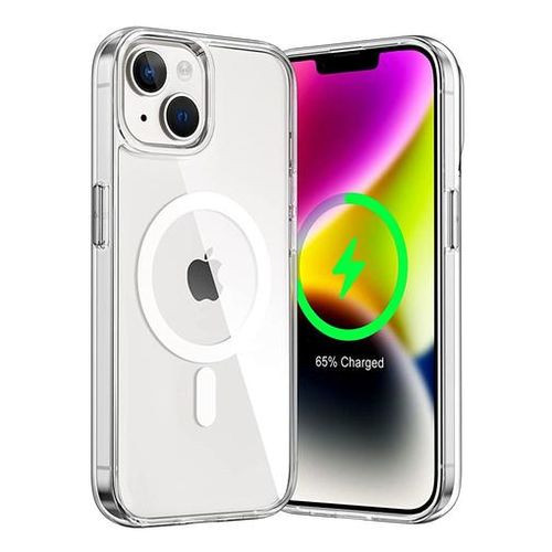 Coque transparente iPhone 14 compatible Magsafe + 1 ventouse en silicone offerte