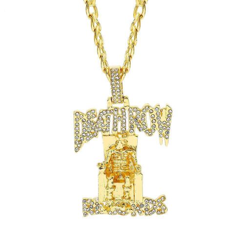 Collier hip-hop pour homme avec pendentif lettre en zircon, chaîne en alliage, bijoux punk