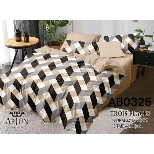 Ensemble De 2 Drap De 3 Places+ 2 Taies D'oreillers+ 2 Rideaux