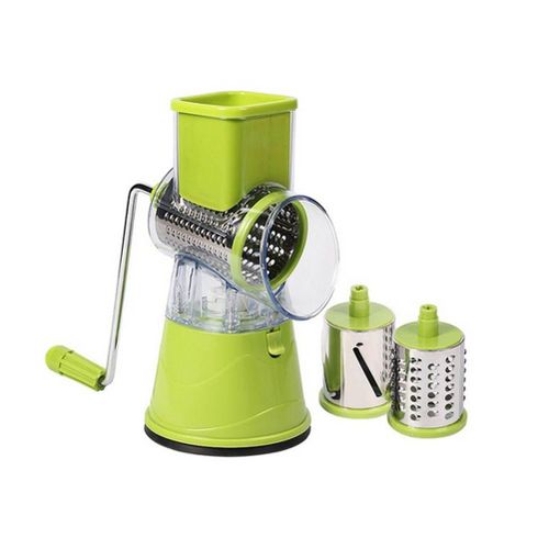 Broyeur manivelle coupe-légumes avec 3 tambours en acier inoxydable pour légumes - jus et fruits - Multifonctions