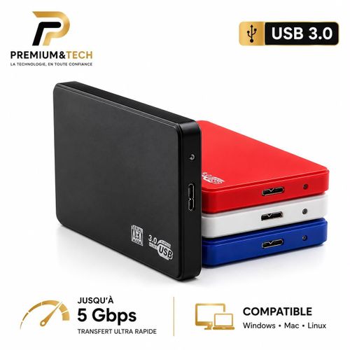 Boîtier Disque Dur Externe 2.5 SATA vers USB 3.0 - Pour HDD et SSD - Haute Vitesse 5 Gbps