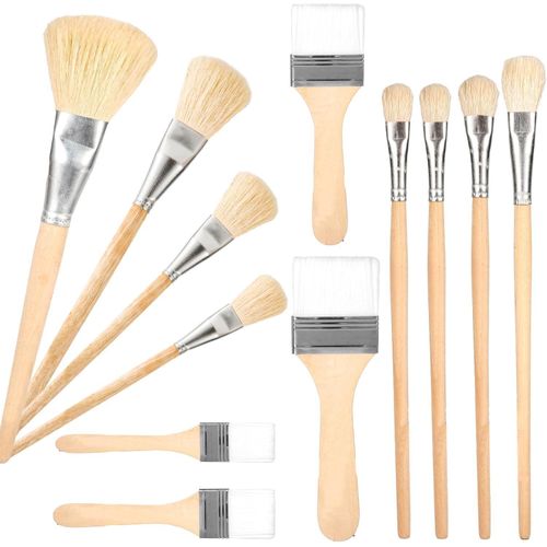 12 pcs brosse en laine pour peinture, brosse pour peinture à l'huile, brosse pour peinture sur céramique