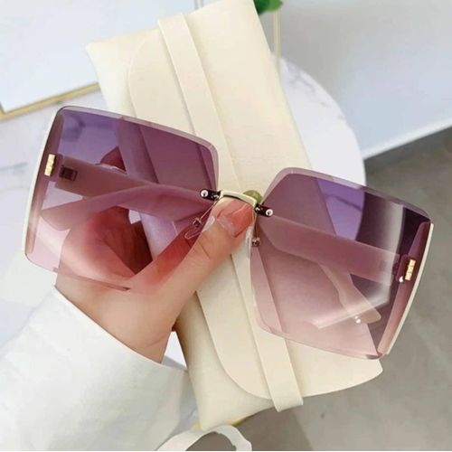 Lunettes de Soleil Carrées pour Femme - Sans Monture - Marron