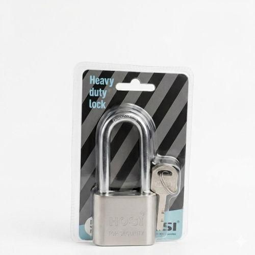 Cadenas Haute Sécurité HOSI Heavy Duty - Finition Acier Satiné - Protection Renforcée Anti-Coupe & Anti-Vol - Idéal pour Portails, Entrepôts et Rideaux Métalliques