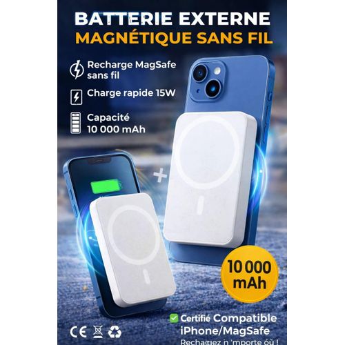 Batterie Externe Magnétique Sans Fil – 10 000 mAh