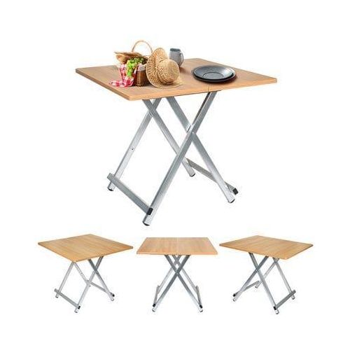 Table pliante à pieds croisés – bois naturel & structure métallique