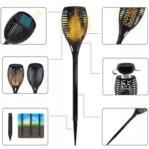 Lampe solaire pour jardin, Torche à effet flamme, Lanterne de jardin extérieur